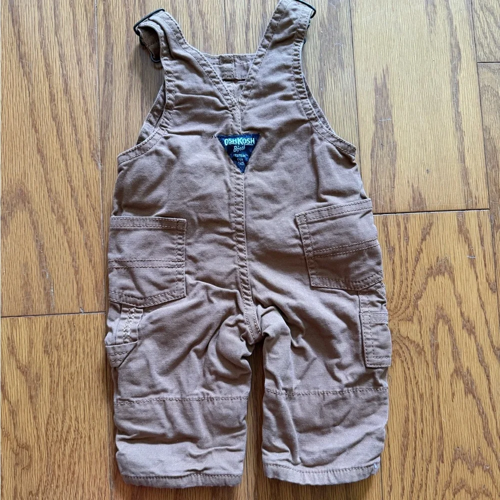 OshKosh B'gosh Tan Cargo Overalls for Kids baby boy 3 months m